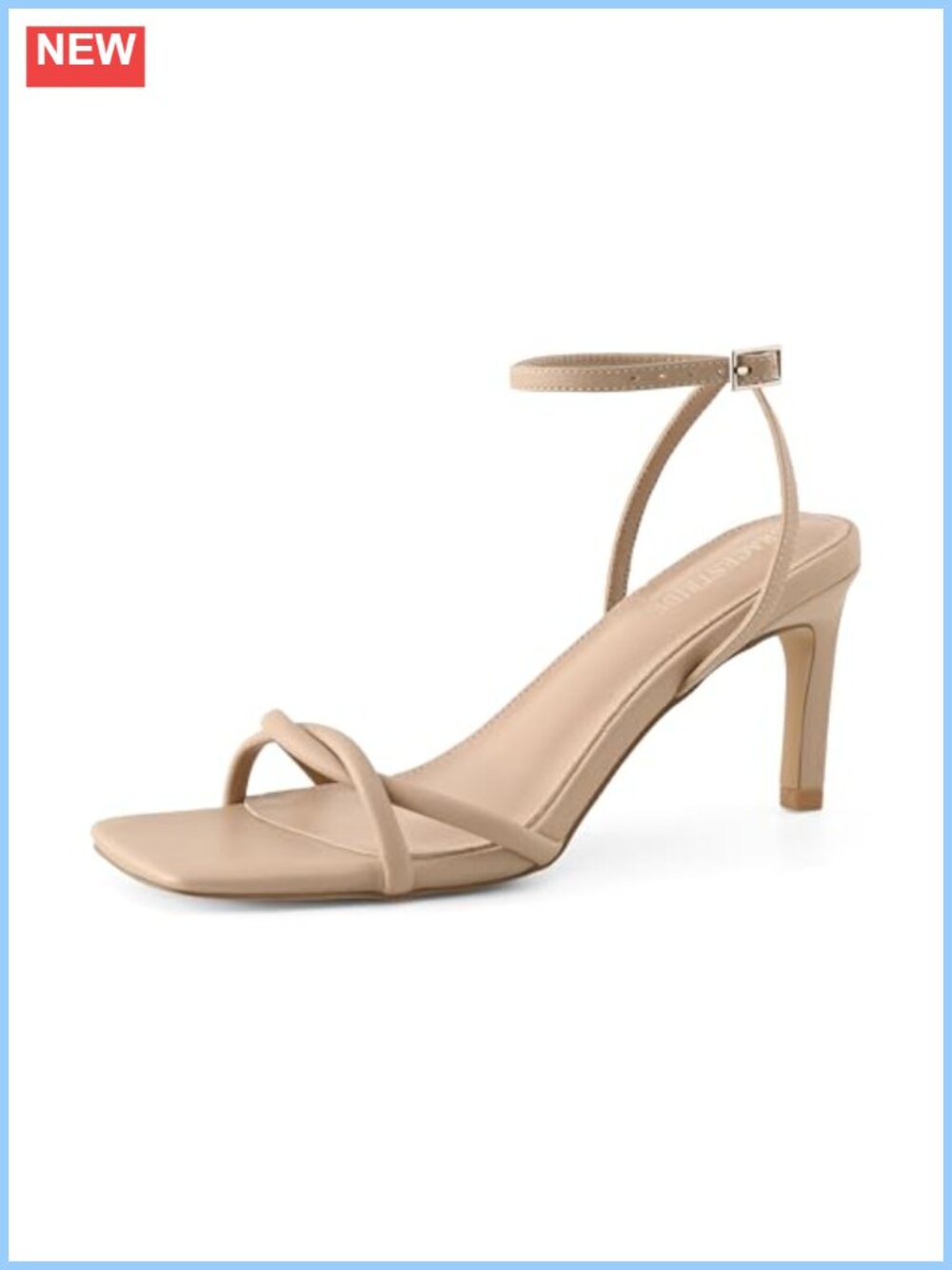 Women's Strappy Stiletto Heeled Sandals Square Open Toe Ankle Strap Dress Party